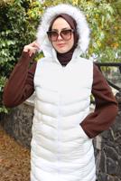Hijab clothing WHITE HOODED PUFFER VEST T 2020-1