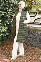 Hijab clothing KHAKI HOODED PUFFER VEST T 2020-1