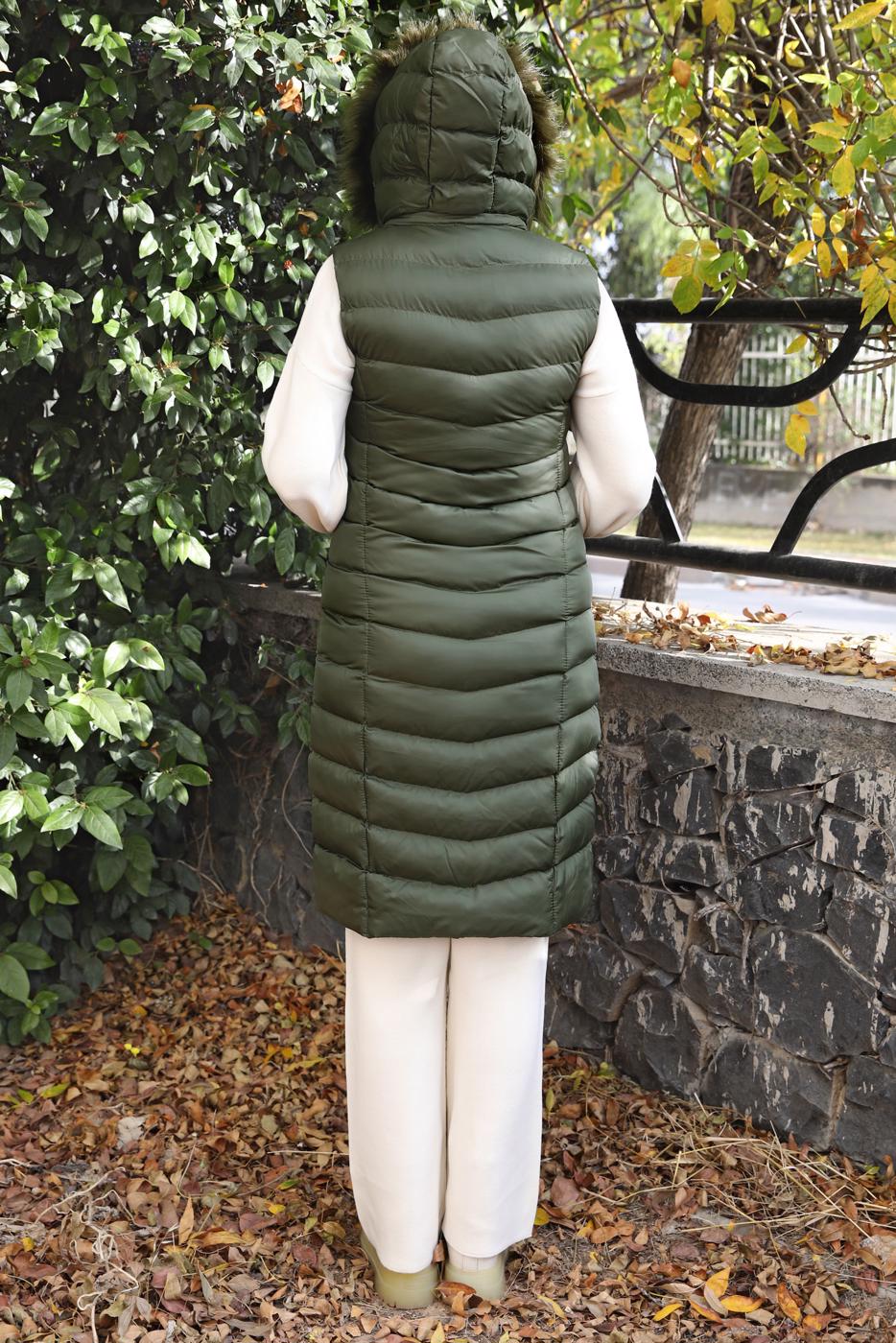 Hijab clothing KHAKI HOODED PUFFER VEST T 2020-1