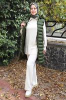 Tesettür giyim HAKİ KAPÜŞONLU ŞİŞME YELEK T 4747