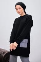 Tesettür giyim SİYAH PANTOLONLU TAKIM T 6153