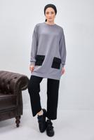 Tesettür giyim GRİ PANTOLONLU TAKIM T 6153