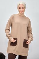 Tesettür giyim KAHVE PANTOLONLU TAKIM T 6153