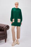 Tesettür giyim YEŞİL PANTOLONLU TAKIM T 6153