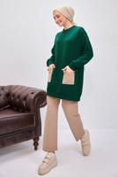 Tesettür giyim YEŞİL PANTOLONLU TAKIM T 6153