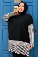 Tesettür giyim SİYAH TRİKO PANTOLONLU TAKIM T 34222