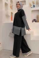 Tesettür giyim GRİ TRİKO PANTOLONLU TAKIM T 34222