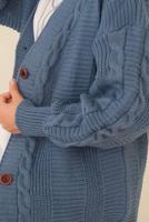 Tesettür giyim LACİVERT ÖRGÜ DESENLİ HIRKA T 9996