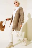 Vêtements hijab BRUN CARDIGAN EN MAILLE À MOTIFS T 9996