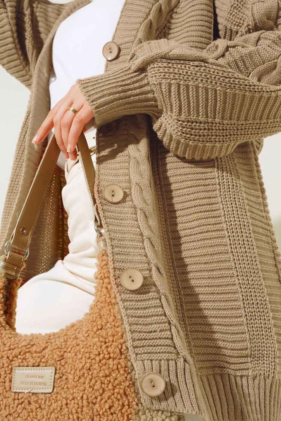 Vêtements hijab BRUN CARDIGAN EN MAILLE À MOTIFS T 9996