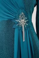 Tesettür giyim MAVİ TAŞ DETAYLI ABİYE ELBİSE T 0753