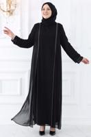 Hijab clothing BLACK EVENING DRESS WITH GEM T 0921