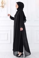 Hijab clothing BLACK EVENING DRESS WITH GEM T 0921