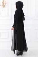 Hijab clothing BLACK EVENING DRESS WITH GEM T 0921