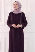 Hijab clothing PLUM EVENING DRESS WITH GEM T 0921