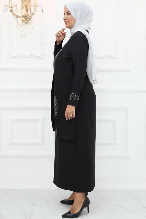 Hijab clothing BLACK JACKET LOOKING EVENING DRESS T 1031 - TRENDTESETTÜR
