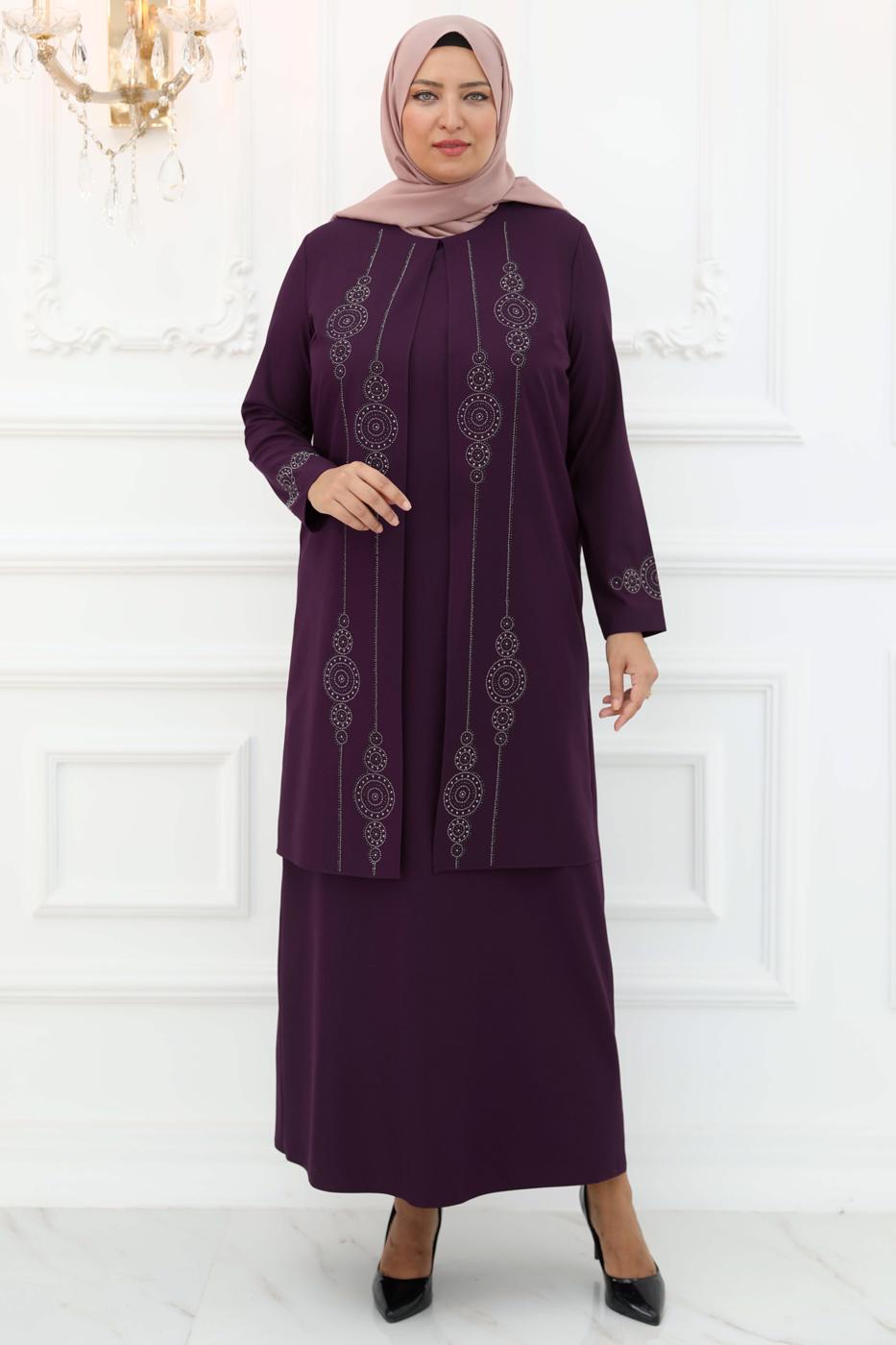 Hijab clothing PLUM JACKET LOOKING EVENING DRESS T 1031