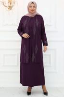 Hijab clothing PLUM JACKET LOOKING EVENING DRESS T 1031