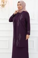 Hijab clothing PLUM JACKET LOOKING EVENING DRESS T 1031