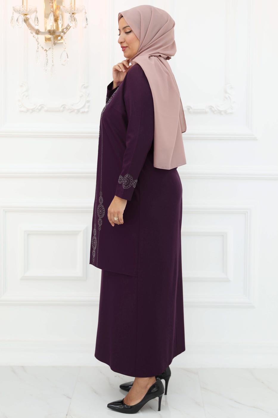 Hijab clothing PLUM JACKET LOOKING EVENING DRESS T 1031