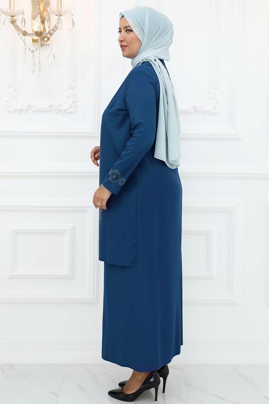 Hijab clothing NAVY BLUE JACKET LOOKING EVENING DRESS T 1031