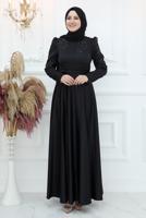 Hijab clothing BLACK EVENING DRESS WITH GEM T 1653