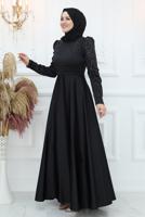Hijab clothing BLACK EVENING DRESS WITH GEM T 1653