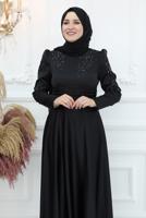 Hijab clothing BLACK EVENING DRESS WITH GEM T 1653