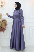 Hijab clothing NAVY BLUE EVENING DRESS WITH GEM T 1653