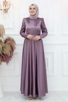 Hijab clothing PURPLE EVENING DRESS WITH GEM T 1653