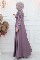 Hijab clothing PURPLE EVENING DRESS WITH GEM T 1653