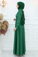 Hijab clothing GREEN EVENING DRESS WITH GEM T 1653