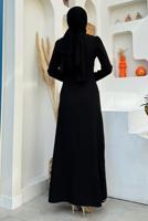 Tesettür giyim SİYAH TAŞLI FIRFIRLI ABİYE ELBİSE T 2021