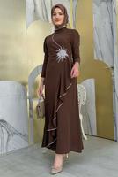 Vêtements hijab BRUN ROBE DE SOIRÉE À VOLANTS T 2021