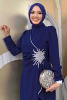 Tesettür giyim LACİVERT TAŞLI FIRFIRLI ABİYE ELBİSE T 2021