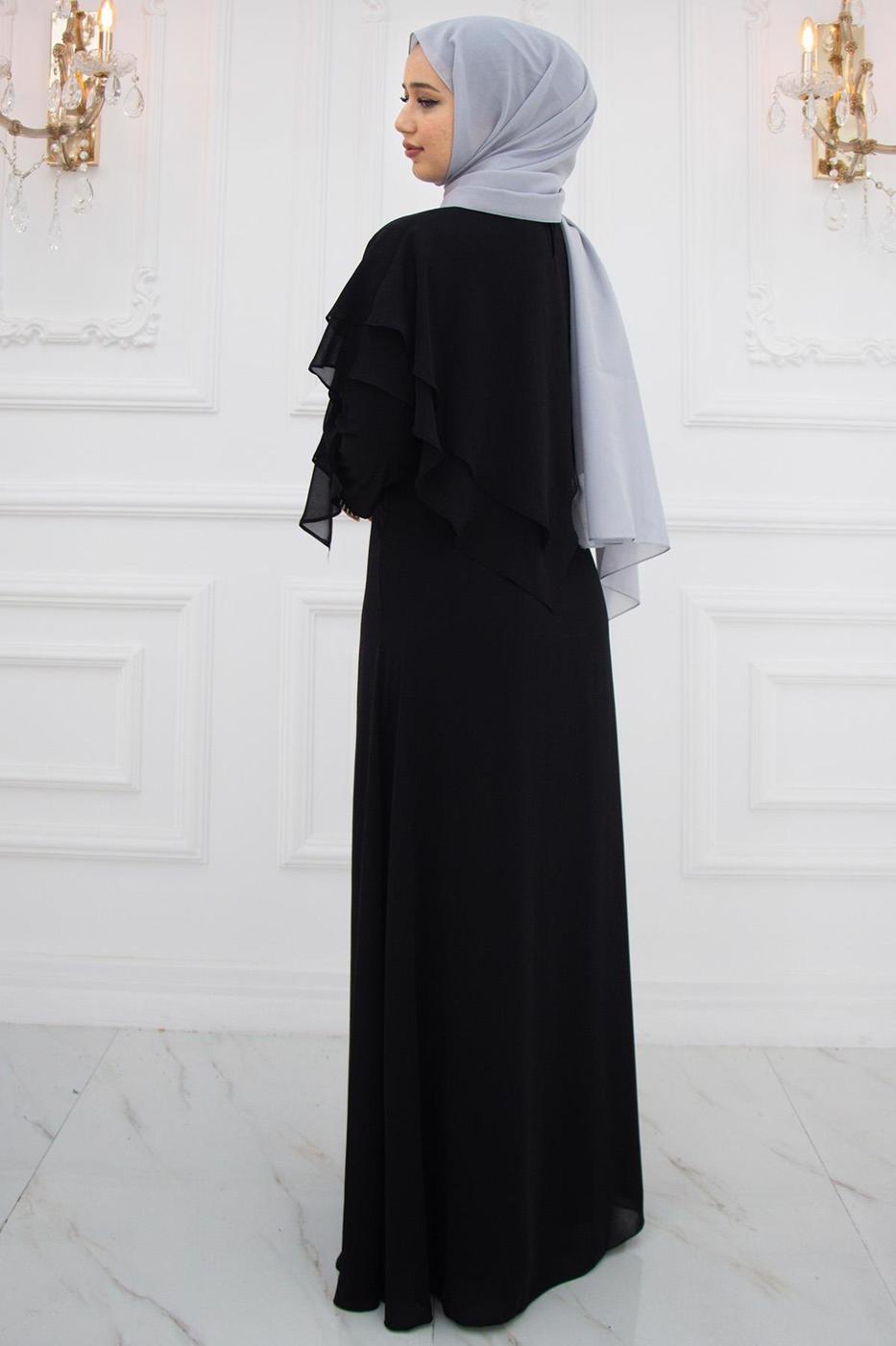 Vêtements hijab NOIR ROBE DE SOIRÉE AVEC GEMME T 2211