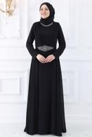 Vêtements hijab NOIR ROBE DE SOIRÉE AVEC GEMME T 2753