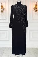 Vêtements hijab NOIR ROBE DE SOIRÉE GRANDE TAILLE T 3231