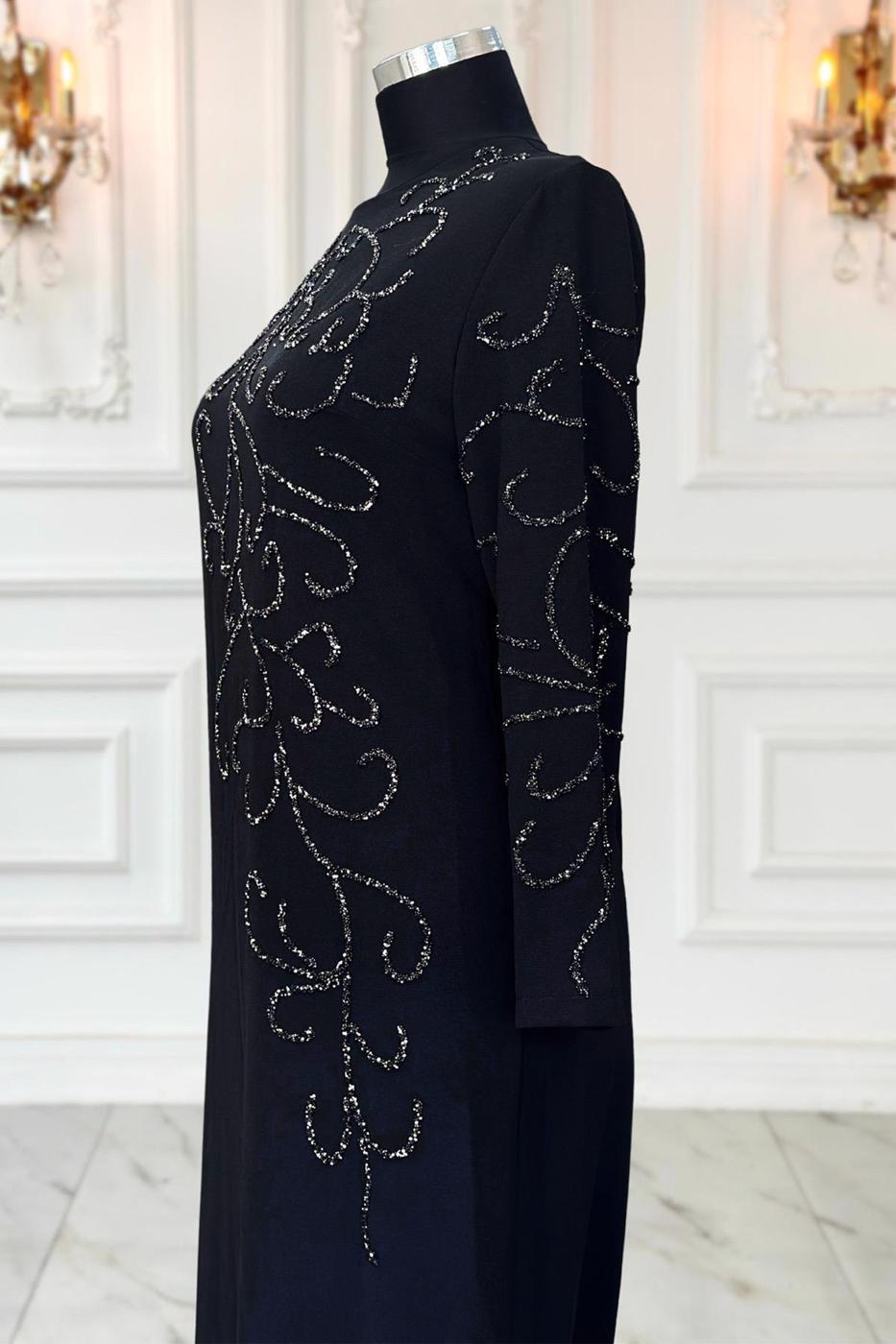 Vêtements hijab NOIR ROBE DE SOIRÉE GRANDE TAILLE T 3231