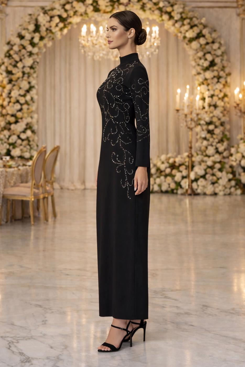 Vêtements hijab NOIR ROBE DE SOIRÉE GRANDE TAILLE T 3231