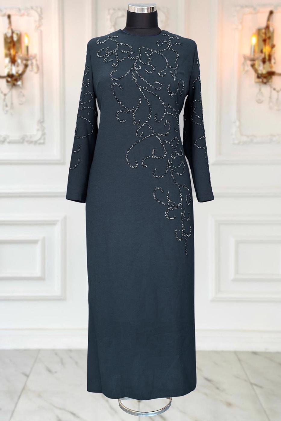 Hijab clothing GREY PLUS SIZE EVENING DRESS T 3231