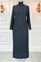 Hijab clothing GREY PLUS SIZE EVENING DRESS T 3231