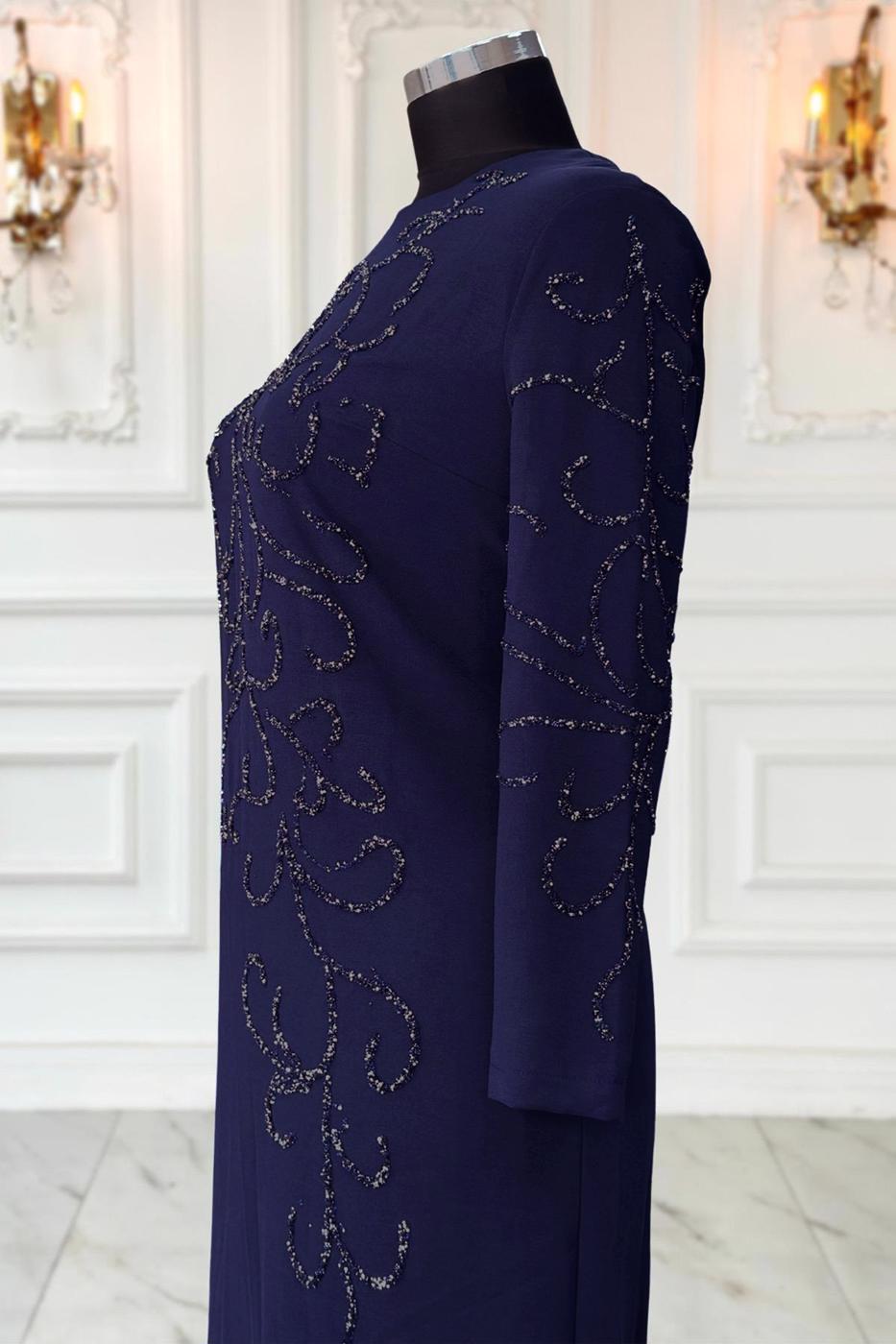 Hijab clothing NAVY BLUE PLUS SIZE EVENING DRESS T 3231