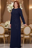 Vêtements hijab BLEU MARINE ROBE DE SOIRÉE GRANDE TAILLE T 3231