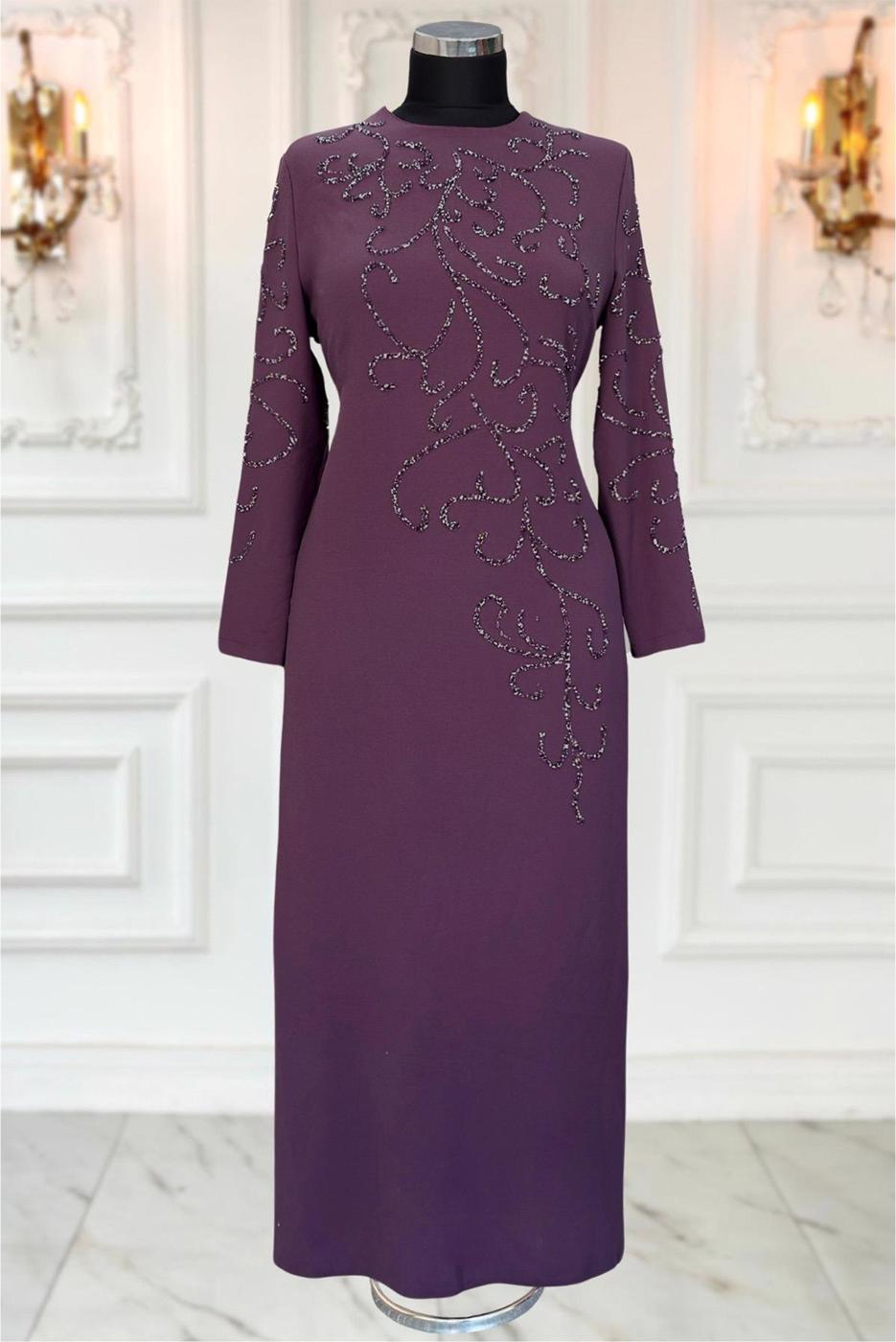 Hijab clothing PURPLE PLUS SIZE EVENING DRESS T 3231