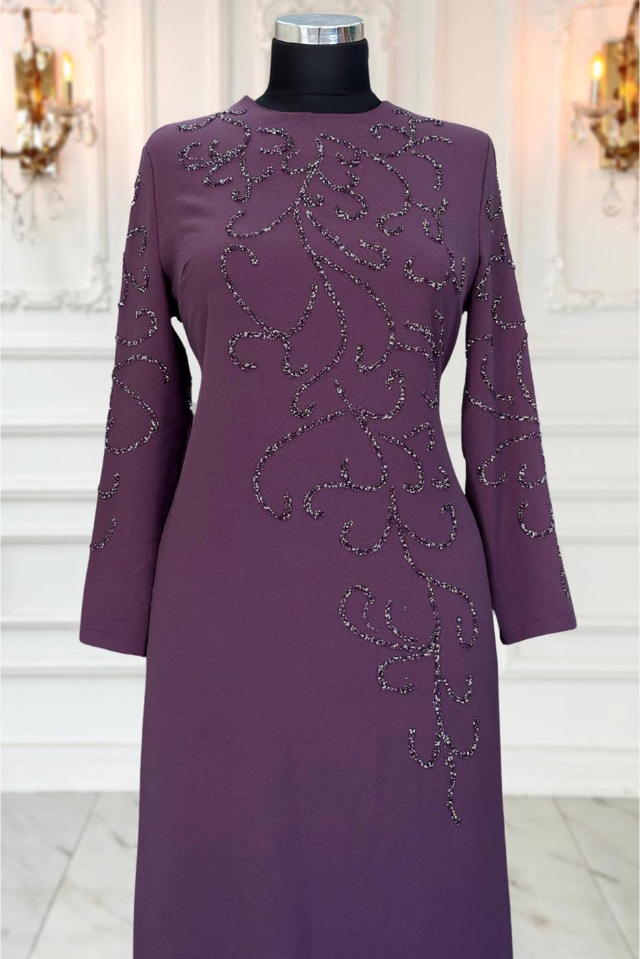 Hijab clothing PURPLE PLUS SIZE EVENING DRESS T 3231