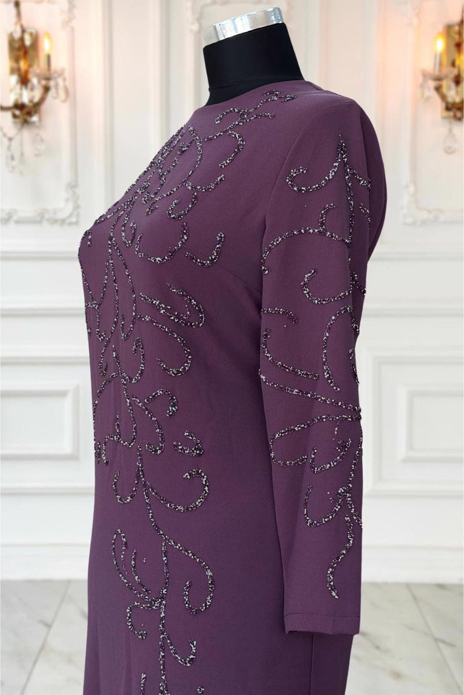 Hijab clothing PURPLE PLUS SIZE EVENING DRESS T 3231