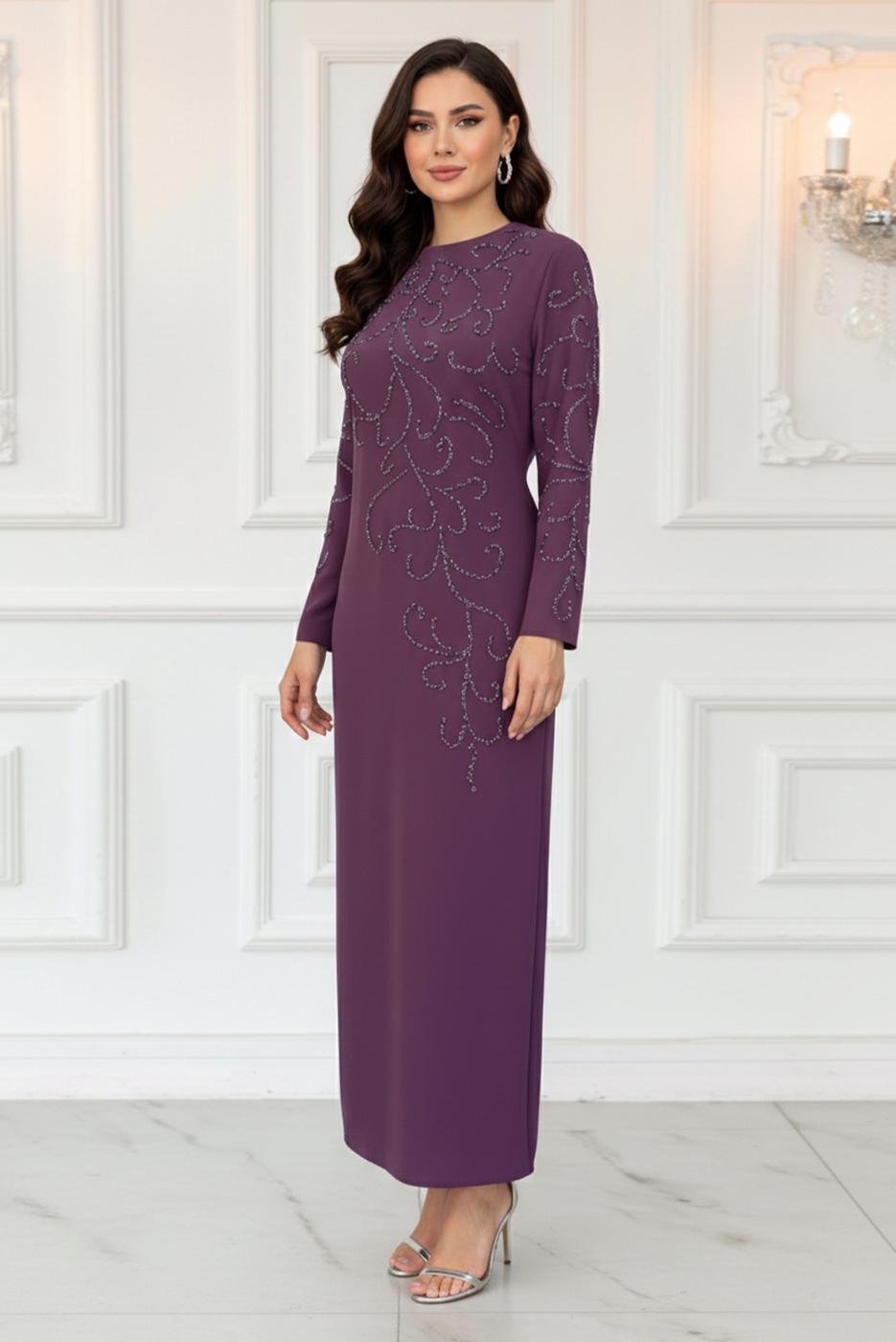 Vêtements hijab POURPRE ROBE DE SOIRÉE GRANDE TAILLE T 3231