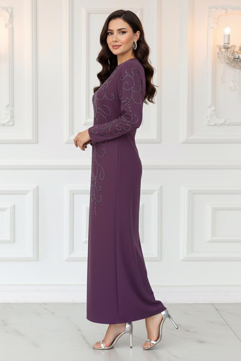 Vêtements hijab POURPRE ROBE DE SOIRÉE GRANDE TAILLE T 3231