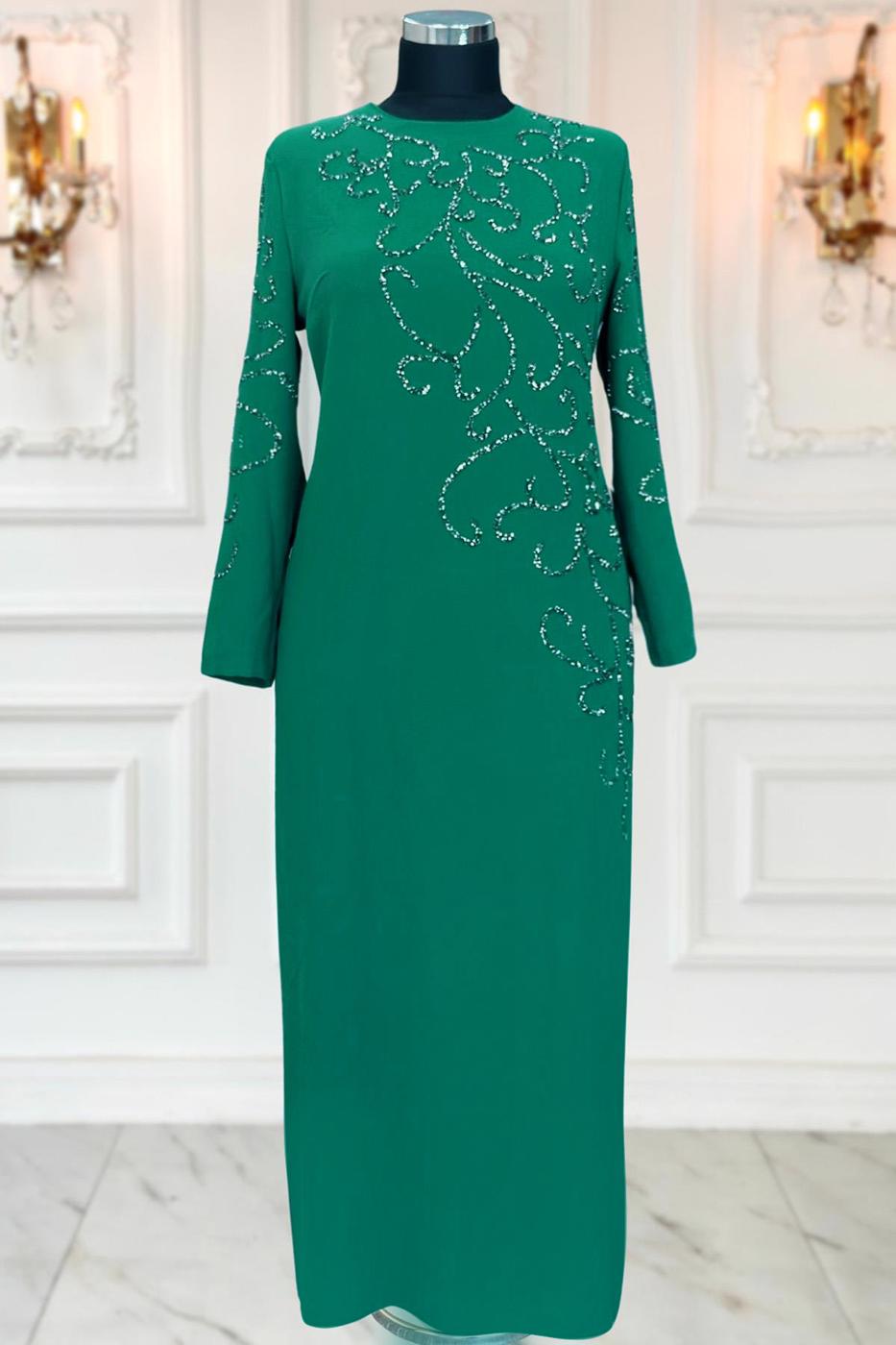 Hijab clothing GREEN PLUS SIZE EVENING DRESS T 3231